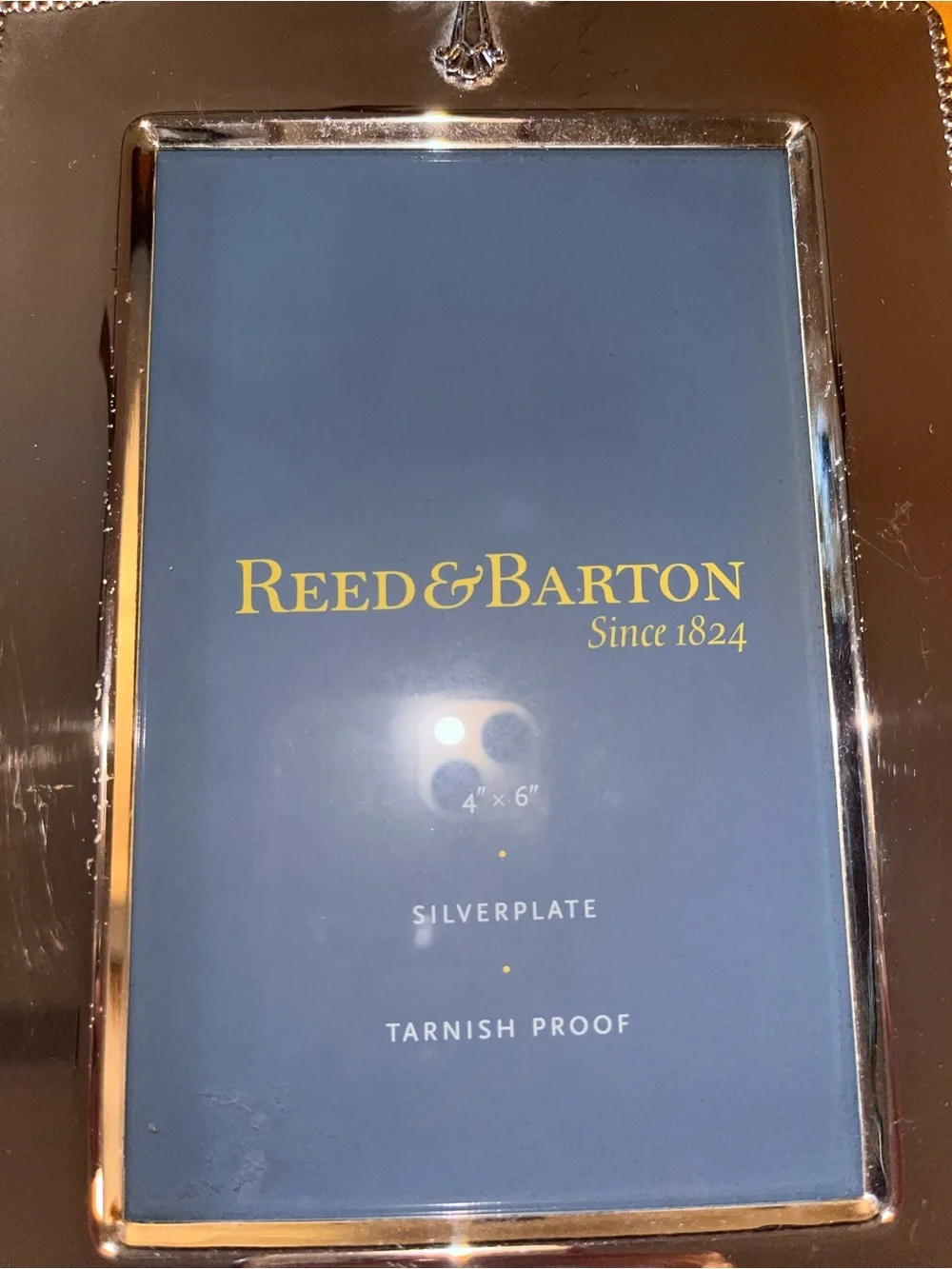 Reed & Barton Silverplate Beaded 4x6 Frame with Cross Accent